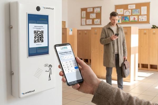 Krok 2 — rodzic wpisuje w telefonie identyfikator dziecka na stronie otwartej po zeskanowaniu kodu QR