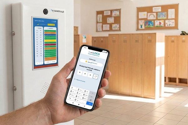 Krok 3 — rodzic wpisuje w telefonie indywidualny kod PIN do odbioru ucznia